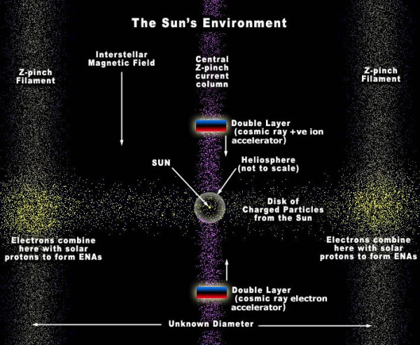 Conceptual cross-section along the central axis of the stellar Z-pinch at the Sun’s position.