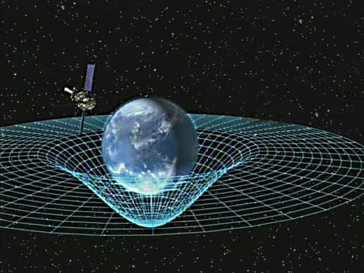 Artist concept of Gravity Probe B orbiting the Earth.